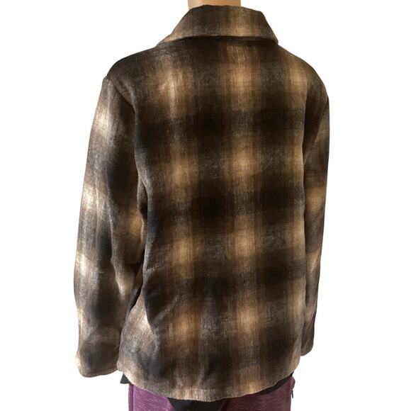 Melloday Plaid Button Front shacket 4 Pockets L brown - Picture 3 of 9